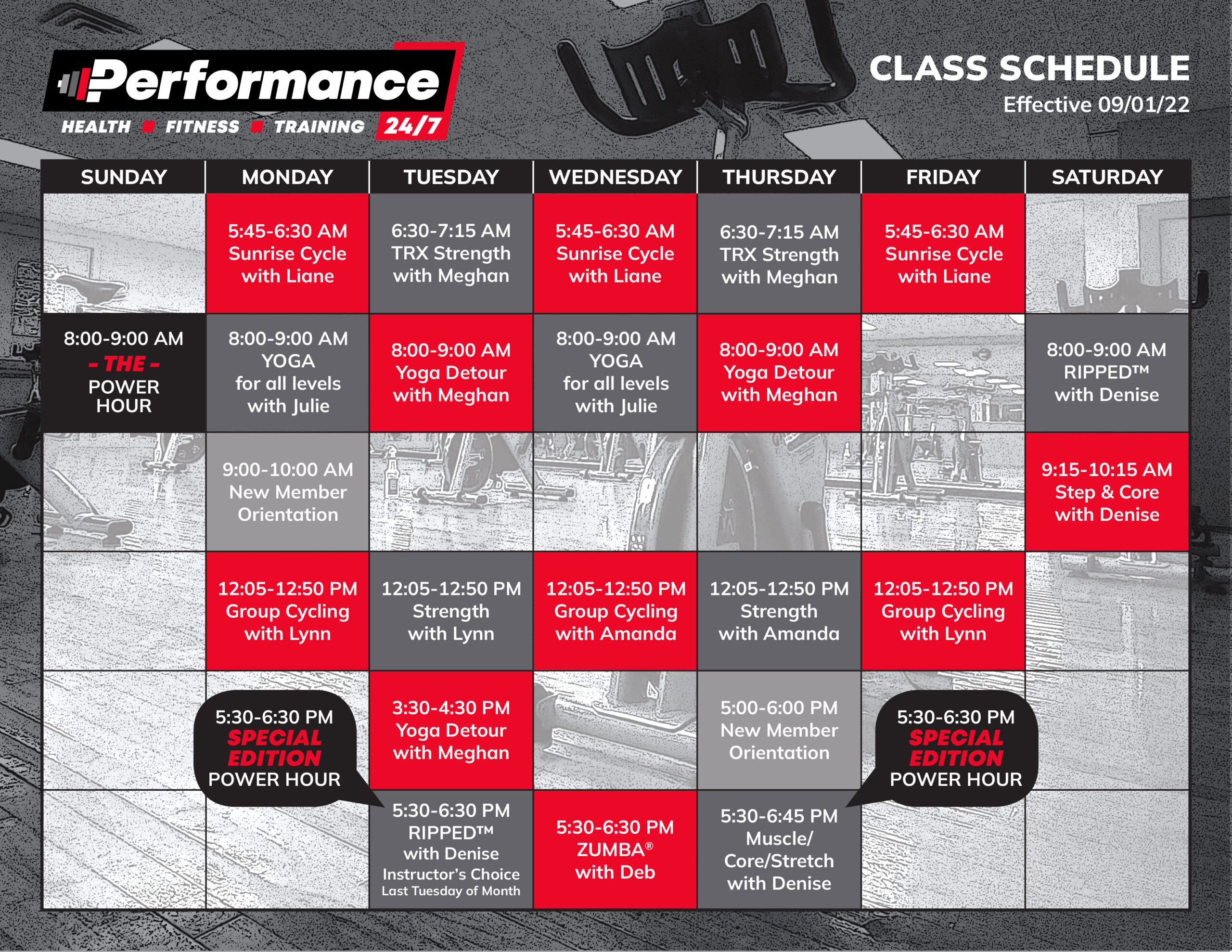 Class Schedule September Newr