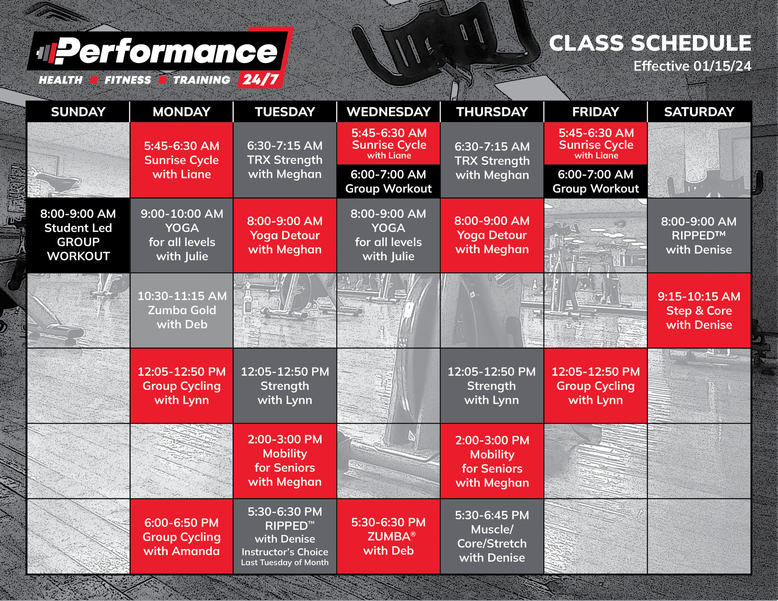 January Class Schedule 2